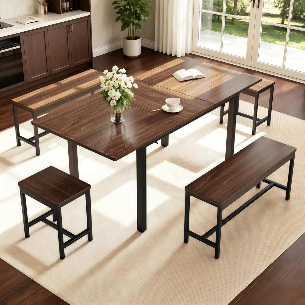GarveeHome 5-Piece Dining Table Set for 4-8 People, 63 in Large Extendable Ki...