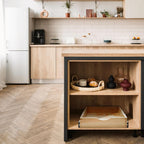 Menkxi 2 Set Pull out Tray Cabinet Organizer Wooden Pull Drawers storage Slide out Pantry Shelf for Base Cabinet Kitchen Gentle Close Fully Assembled Accessories(Wood Color,15'' X 21'' X 3'')
