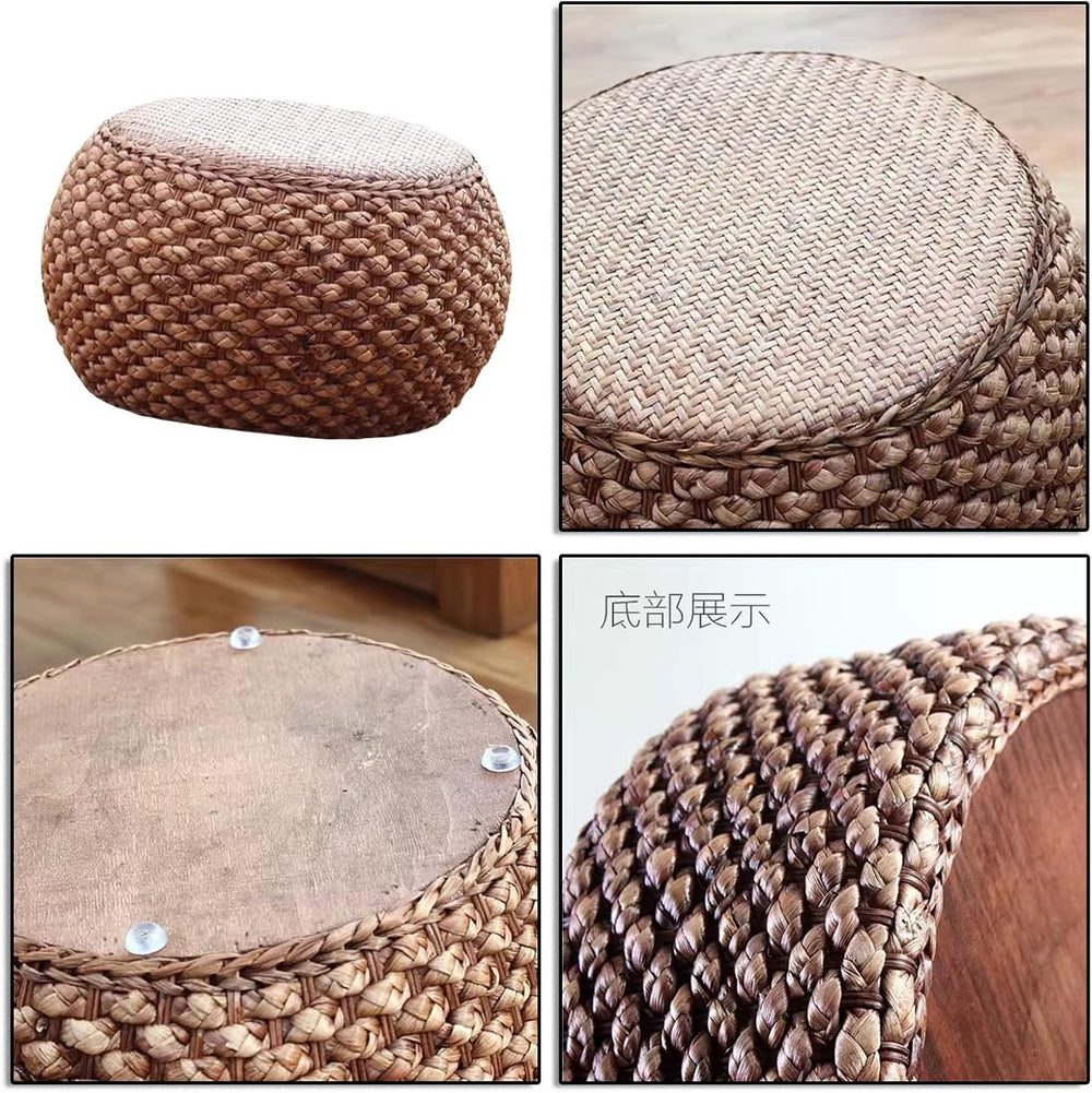 Small Round Ottoman Footrest Stool with Cushion Boho Decorative Accent Seat f...
