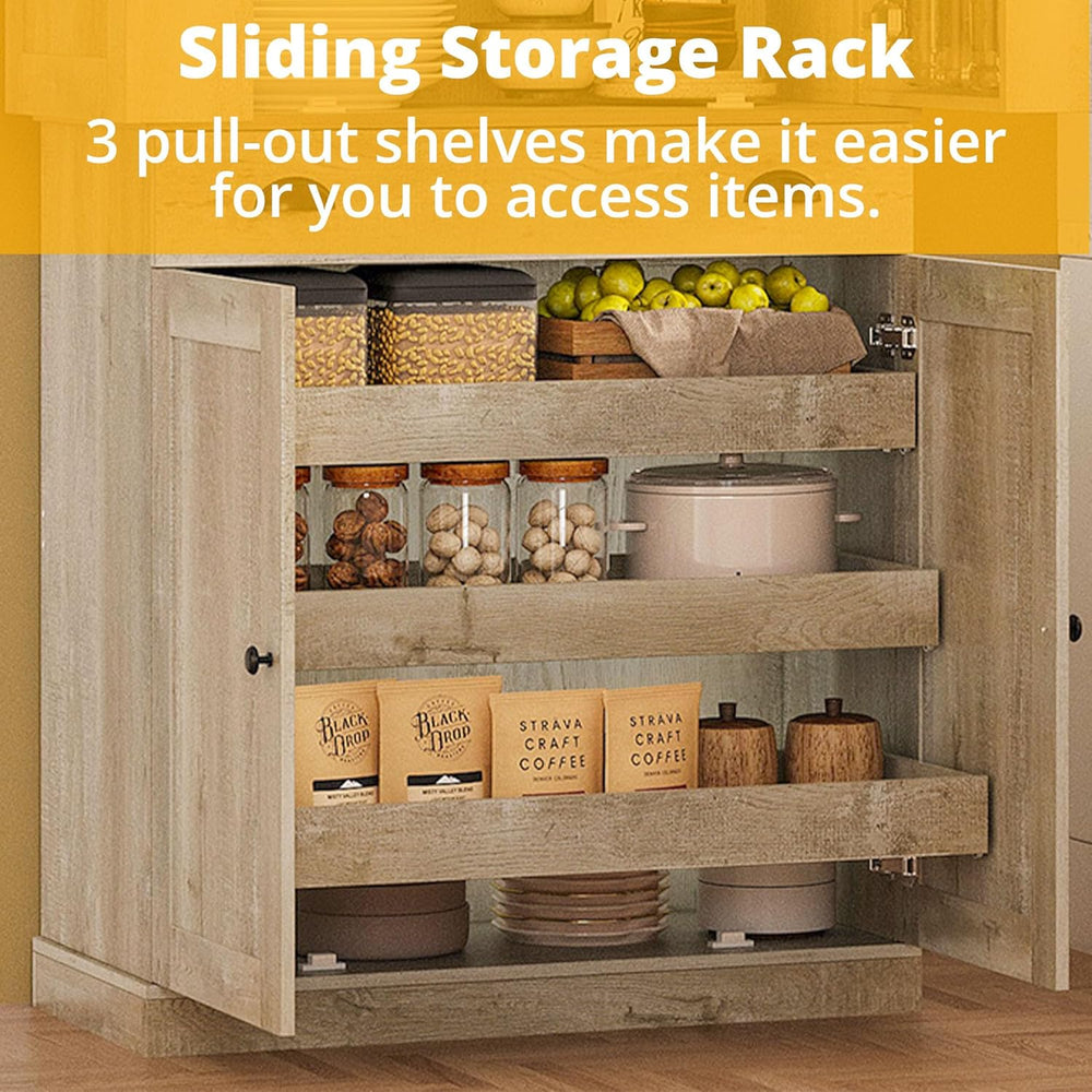 IRONCK Kitchen Pantry Cabinet 72" Height, Freestanding Cupboard with Dra...
