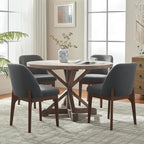 VKNOW Wooden Dining Chairs Set of 4, Upholstered Dining Room Chairs with Rubberwood Legs and Padded Seats, Kitchen Chairs for Restaurant Kitchen Living Room, Dark Grey