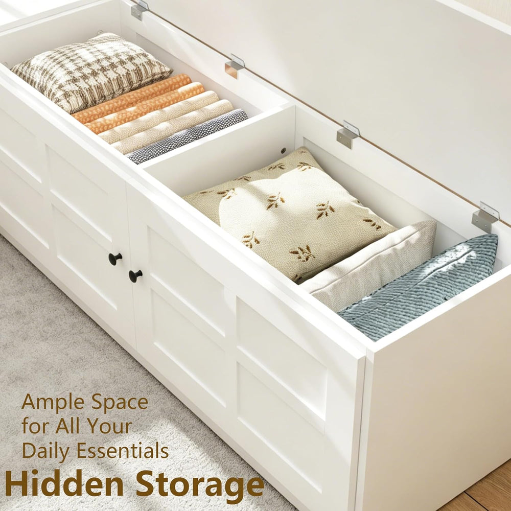 L-Shape Storage Bench with Cushion, Backless Corner Dining Nook Bench with Hi...