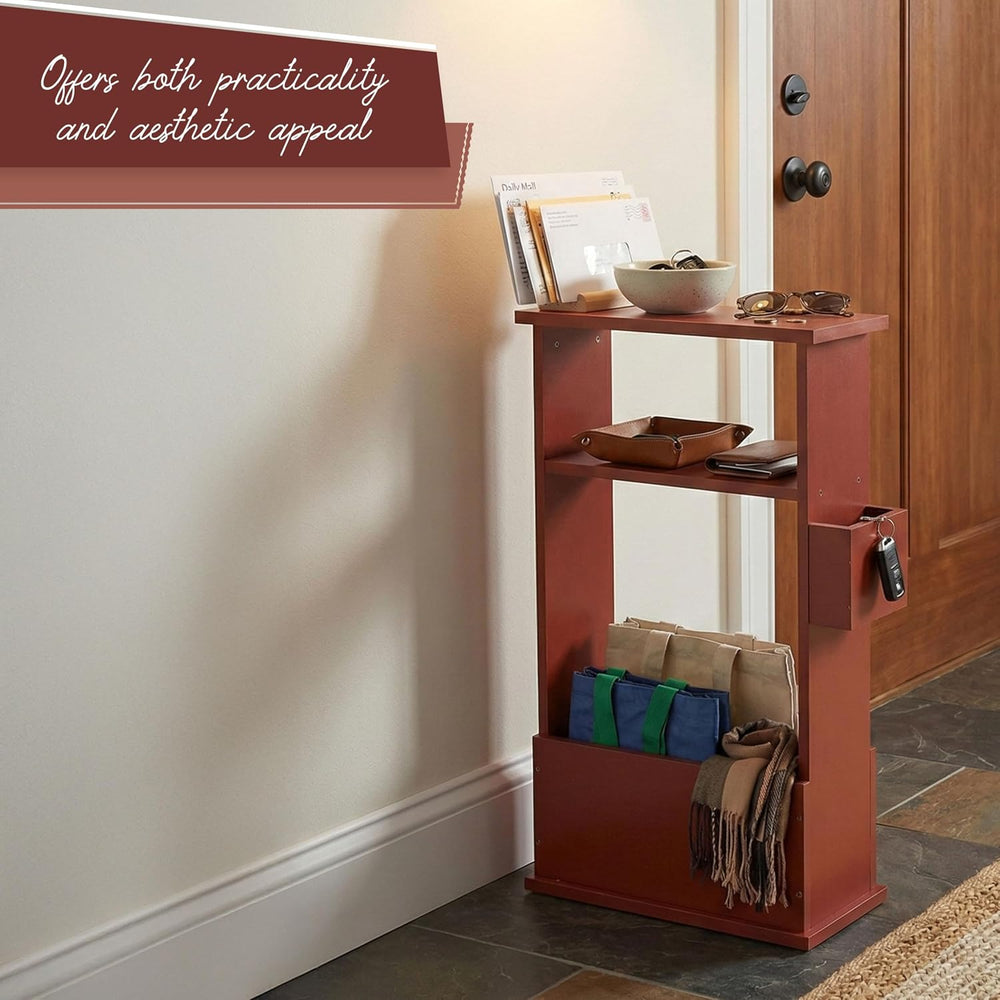 Kings Brand Furniture Narrow Side Table with Storage Shelf, Slim End Table wi...