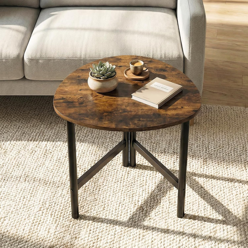 GOFLAME Triangular End Table, Modern Sofa Couch Side Table with Wood Faux Mar...