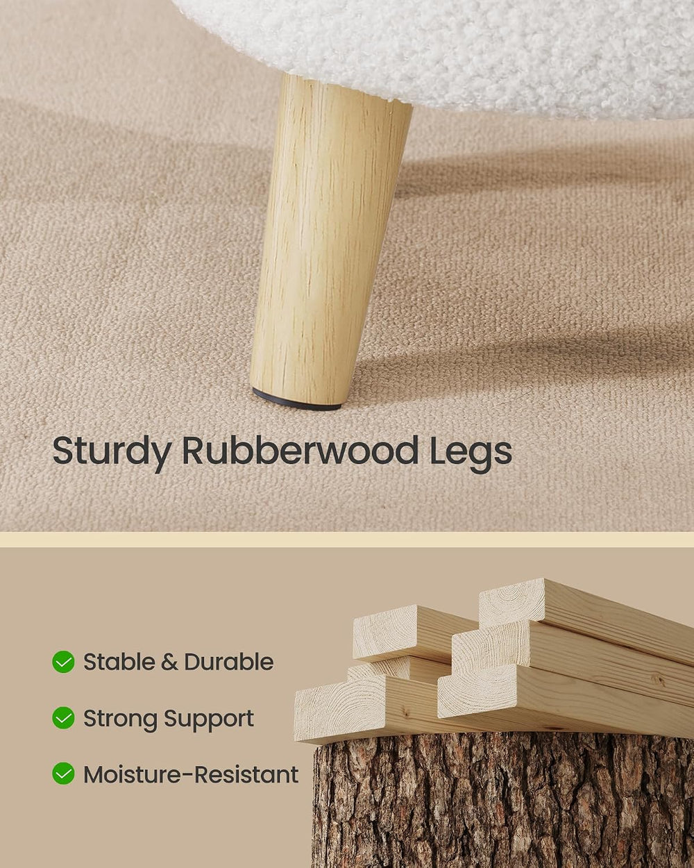 SONGMICS Storage Ottoman, Foot Stool, Foot Rest with Wood Legs | Small Table ...
