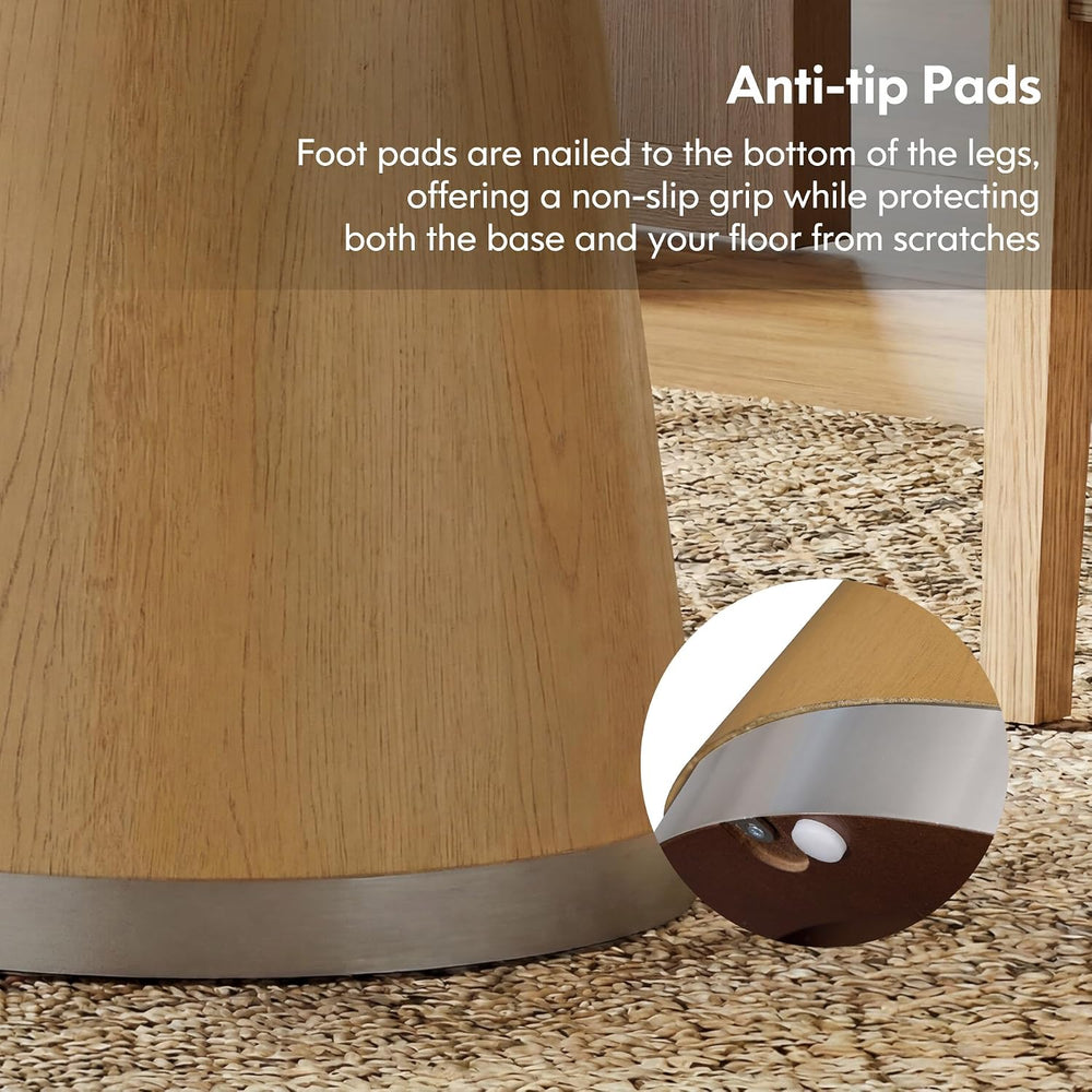 WAMPAT 43-Inch Pedestal Round Dining Table for 2-4, Oak Brown Wood Grain | Mi...