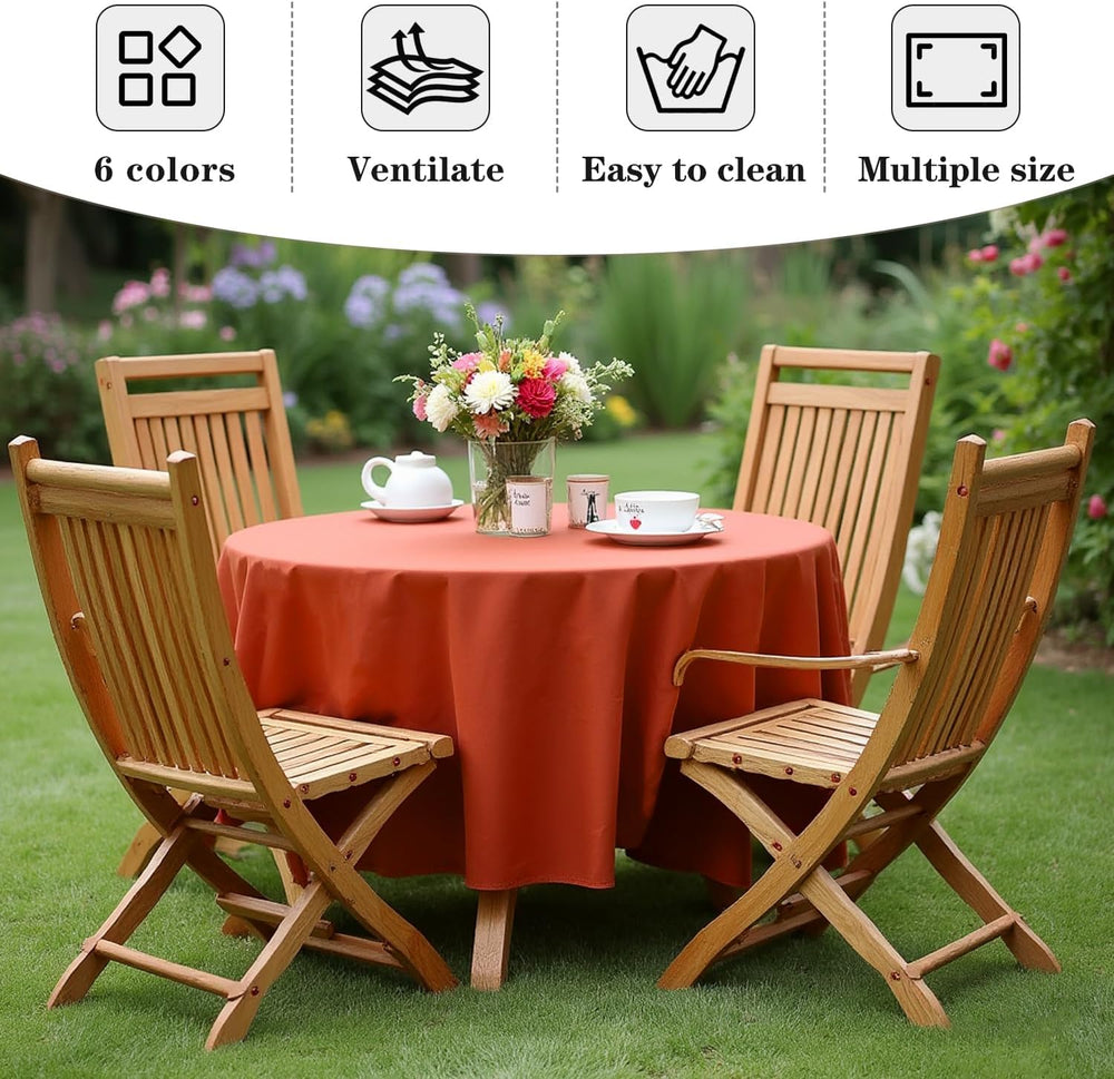 Fitable 6 Pack Rust 120 Inch Round Tablecloth - Stain Resistant and Washable ...