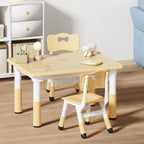 Brelley Kids Table and 2 Chairs Set, Height Adjustable Toddler Desk 31.5" L x 23.6" W and Chair Set, Graffiti Desktop, Classroom/Daycare/Home, Children Multi-Activity Table for Ages 3-8
