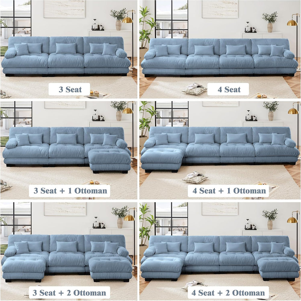 Oversized Modular Velvet Sectional Cloud Sofa Couch with Movable Ottoman,Corn...