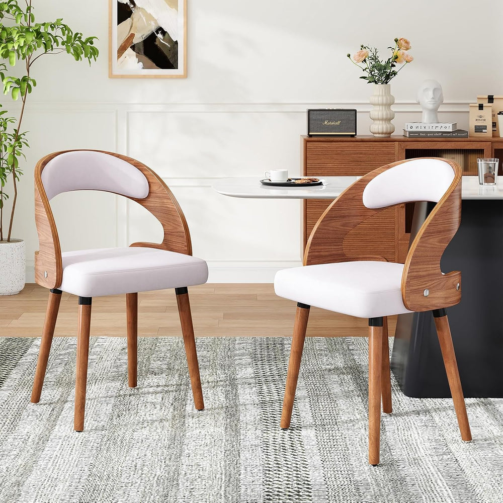 Farini Wood Dining Chairs, Set of 4 Modern Upholstered Dining Chairs with Cur...