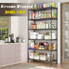 GIOTORENT 6-Wire Garage Shelving Storage Shelves, Metal Shelf Organizer 2100Lbs Capacity, Kitchen Storage Adjustable Shelf for Laundry Bathroom Pantry Closet, Black 36.2''W x 14''D x 72.4''H