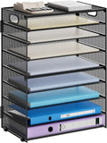 Marbrasse Paper Organizer Letter Tray, 9 Tier Mesh File Organizer with Handle, Paper Sorter Desk Organizer for Home Office Supplies