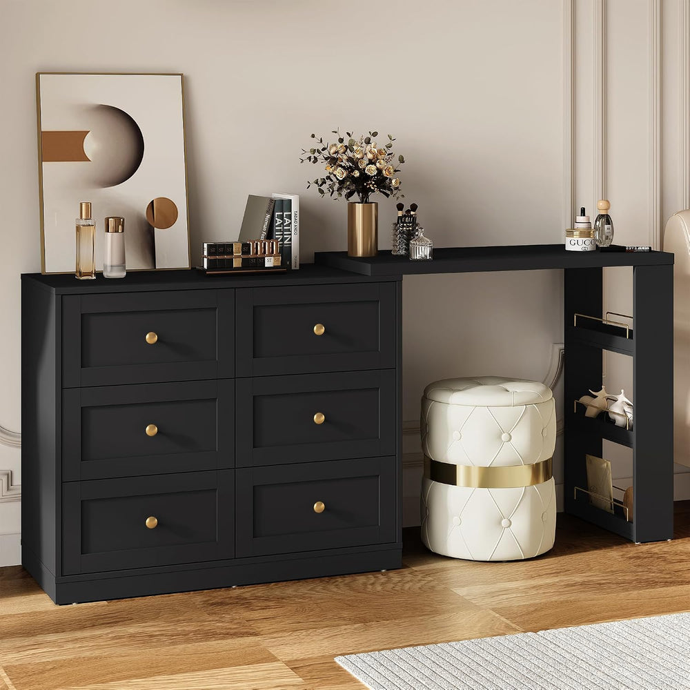 RoyalCraft Vanity Desk and Dresser Combo, 67" Extendable Big Makeup Vain...