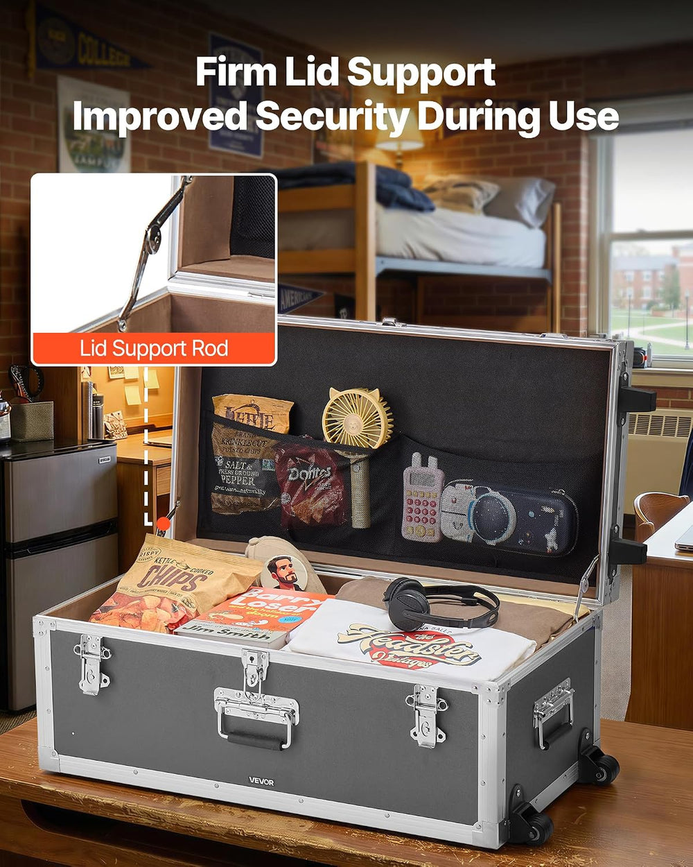 VEVOR Storage Trunk, Set of 2, Wooden Suitcase Storage Boxes with Padlocks, L...