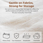 StorageWorks Fabric Storage Bins, Large Storage Baskets for Shelves, Closet Organizers and Storage Bins with Metal Frame, Handles, Natural Color, 2-Pack