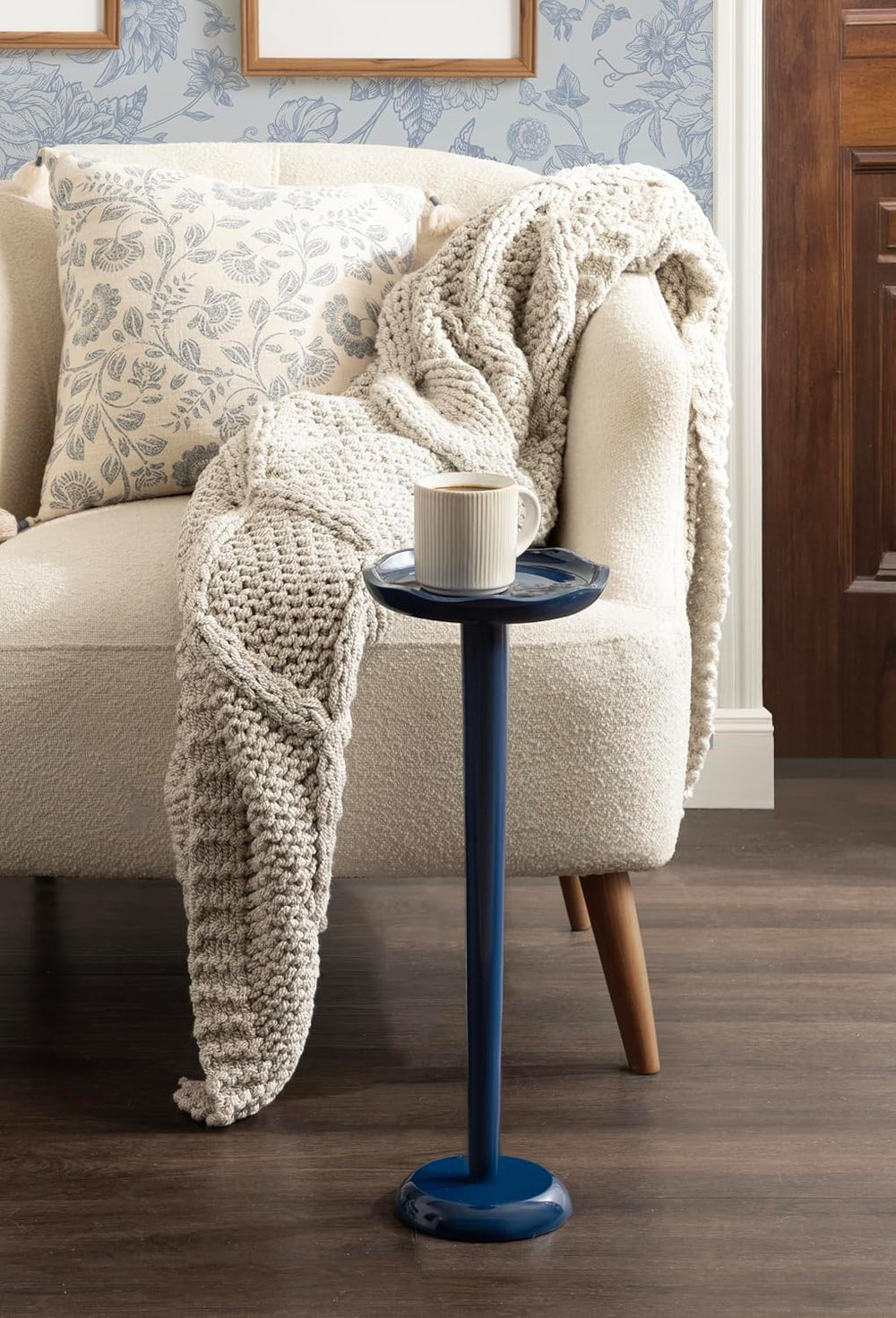 Kate and Laurel Alessia Modern Decorative Round Drink Table, 8 x 8 x 22, Navy...