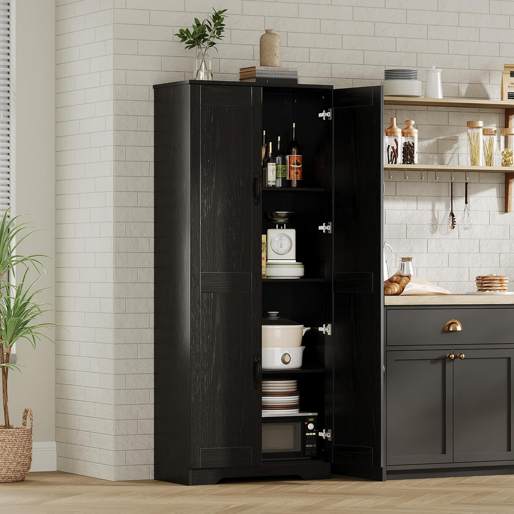 Garvee Tall Pantry Cabinet, 60" Kitchen Storage Cabinet with 2 Doors &am...