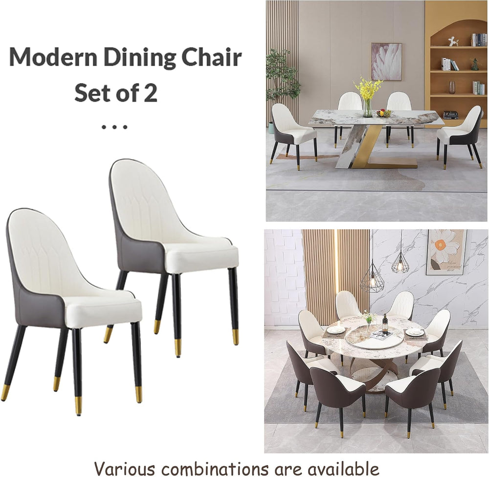 Modern Dining Chairs Set of 2, PU Cushion Accent Side Leisure Chairs with Mid...
