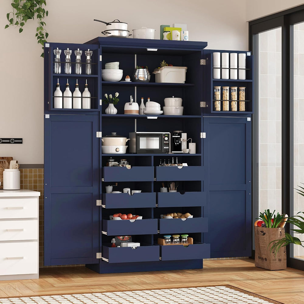 Freestanding Kitchen Pantry 35.5"x17.6"x70.9" Modern Pantry Ca...