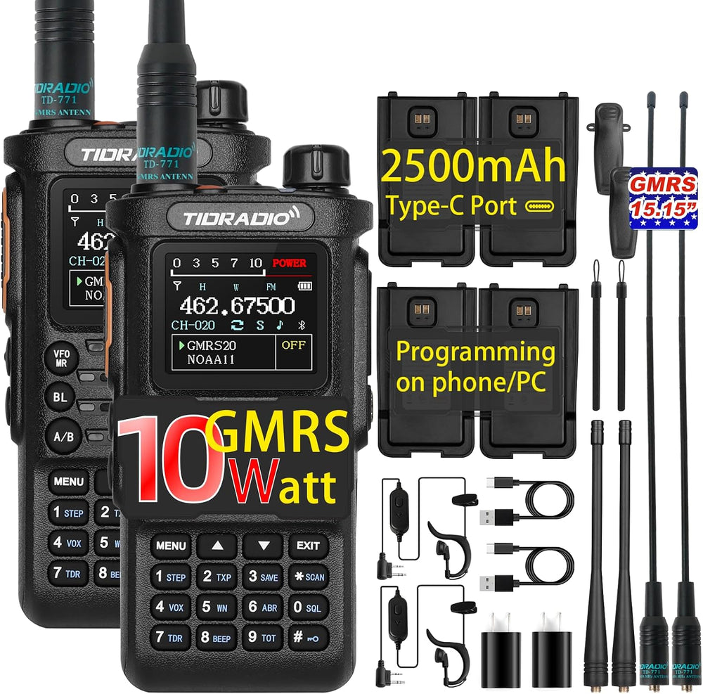 (4th-Gen) TIDRADIO TD-H8 10 Watt GMRS Handheld Radio, APP/PC Programming 4PCS...