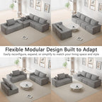 Homall Sectional Couches for Living Room, Modern Boneless Couch with Deep Seat, Upholstered Cloud Sofa, No Assembly Required (Grey, Oversized Sofa)