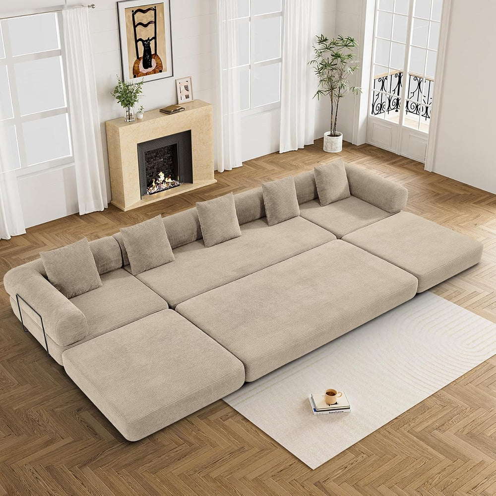 DAMAIFROM Convertible Sleeper Sofa Bed Floor Couch, Light Brown | 158" C...