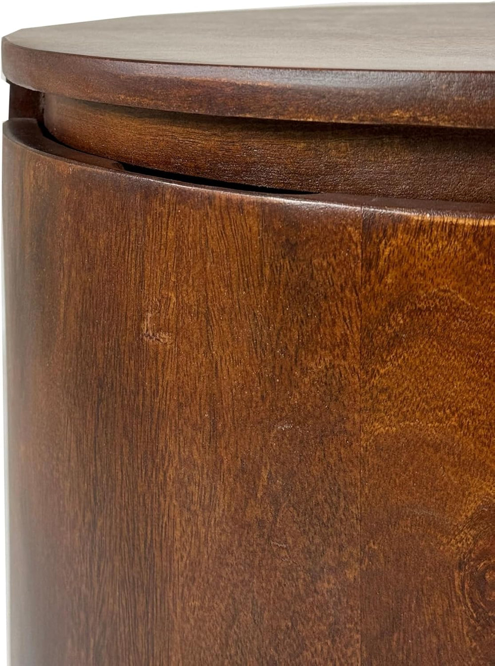 24" Chestnut Solid Wood Round Drum End Table with Two Drawers