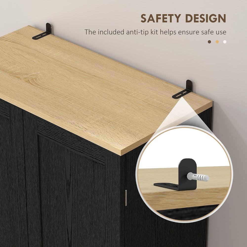 4-Door Farmhouse Freestanding Kitchen Pantry Cabinet with Flexible Adjustable...