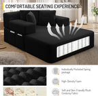 Avenix 70" Oversized Boneless Chaise Lounge Chair Indoor, Corduroy Comfy Oversized Reading Sleeper Chair Boneless Sofa Couch Bed with 3 Fluffy Pillows, No Assembly Required, Black