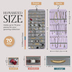 Hanging Jewelry Organizer Storage with Hanger Metal Hooks Double-Sided Jewelry Holder- Wall Mount Holder for Earrings, Necklaces, Rings on Closet, Wall, Door, 1 piece, Large, Pink