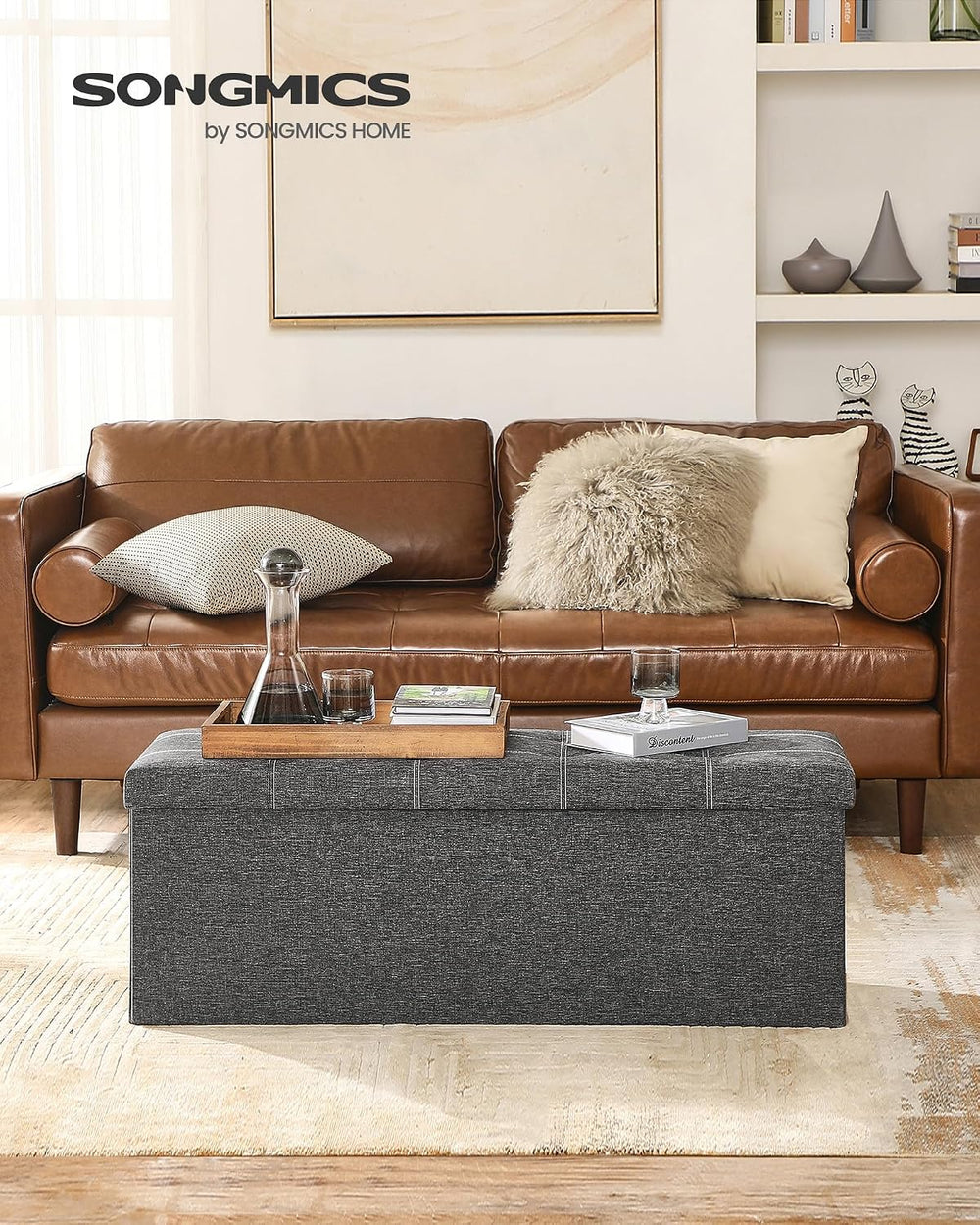 SONGMICS Mazie Collection - 43 Inches Ottoman Storage Bench, 35 Gal. Folding ...