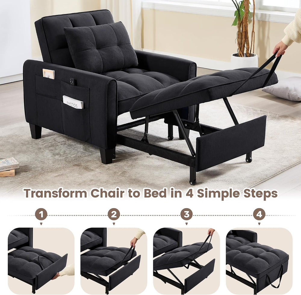 Convertible Sleeper Chair, 3 in 1 Sleeper Chair Bed Pull Out Sofa Bed Chairs,...