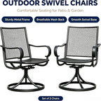 Outdoor 360° Swivel Rocking Chairs Set of 2, All Iron Mesh Patio Rocker Chairs, Electroplated Anti-Rust Heavy Duty Metal Swivel Dining Chairs with Curved Armrest for Porch, Deck, Backyard, Garden