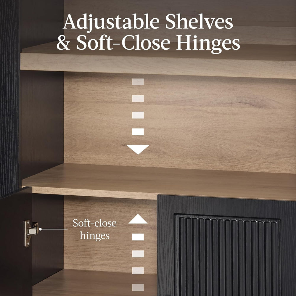 Best Choice Products 72" Tall Arched Pantry Cabinet w/Reeded Doors, 5-Ti...