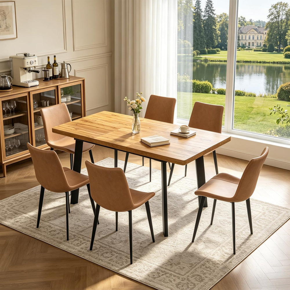 47.2"-63" Expandable Dining Room Table Set for 4-8 People, Walnut |...