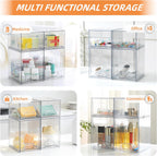 Baby Bottle Organizer, 4 Pack Bottle Storage Organizer Baby with Labels, Clear Stackable Storage Drawers for Bottles, Nipples, Pump Parts, Bottle Station Organizers for Countertop and Cabinet