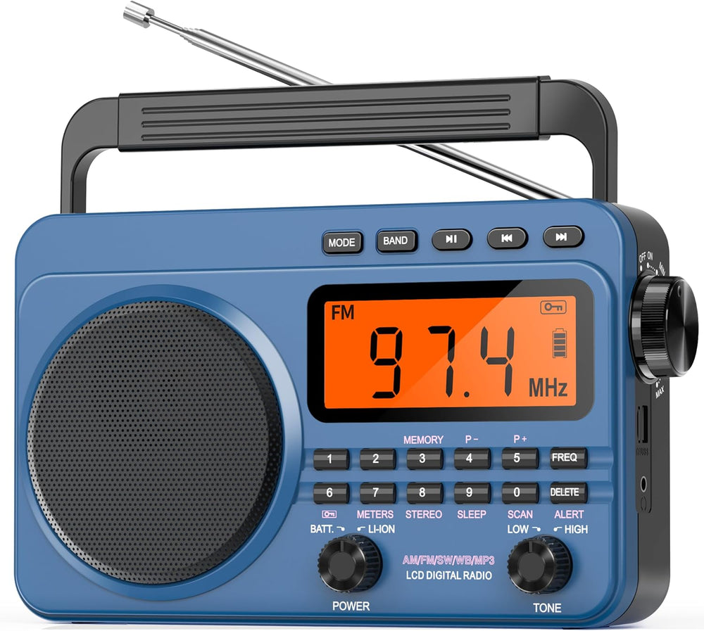 Digital AM FM Shortwave Radio 4000mAh Rechargeable Battery Best Reception