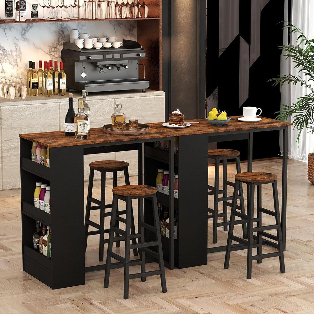 COSTWAY 3-Piece Bar Table Set, 36" Counter Height Breakfast Table with 3...