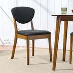 Best Choice Products Dining Chairs Set of 2, Mid-Century Modern Upholstered Wood, Armless w/Seat Cushion, Padded Backrest - Walnut/Charcoal