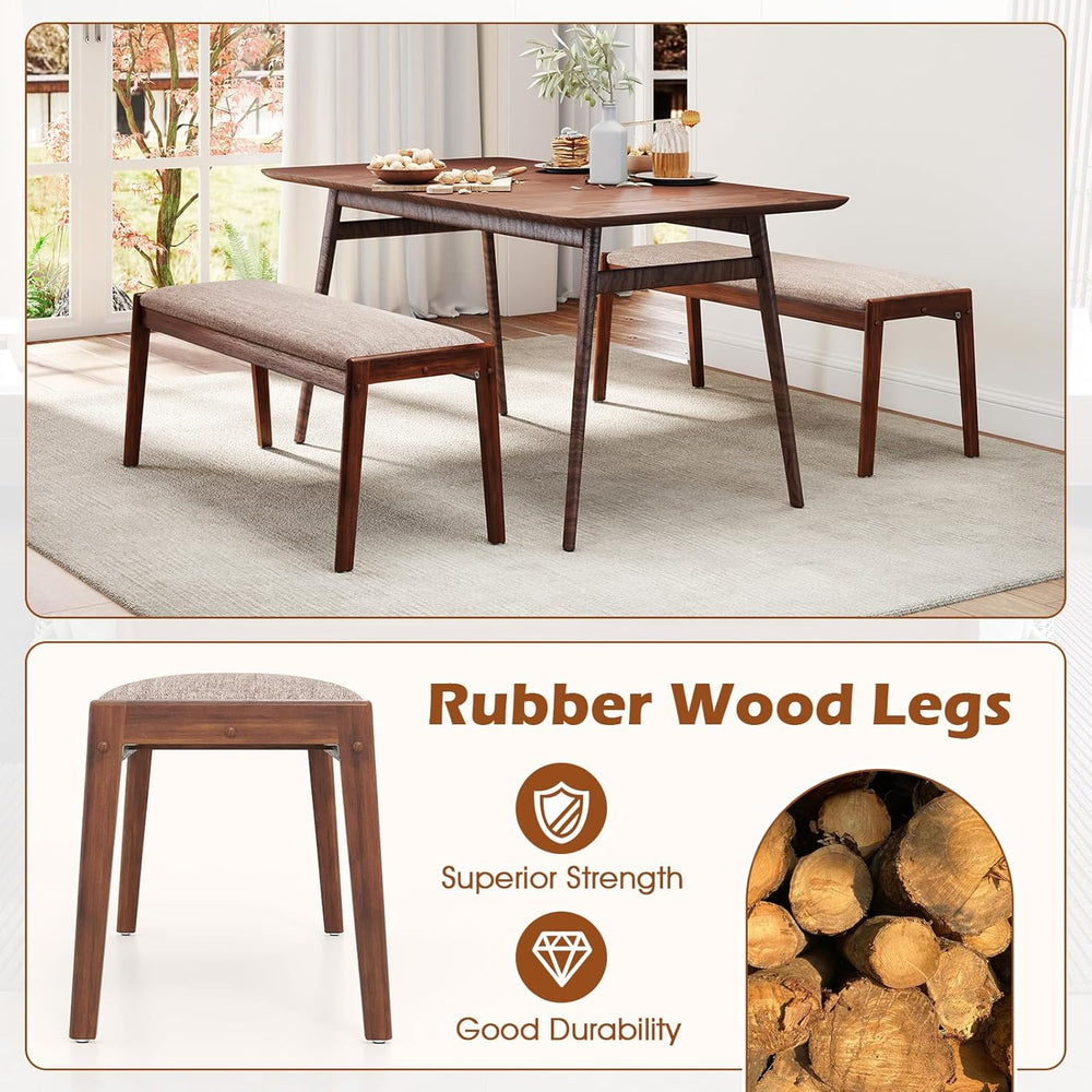 Giantex 45" Upholstered Entryway Bench with Rubber Wood Legs & Fabri...