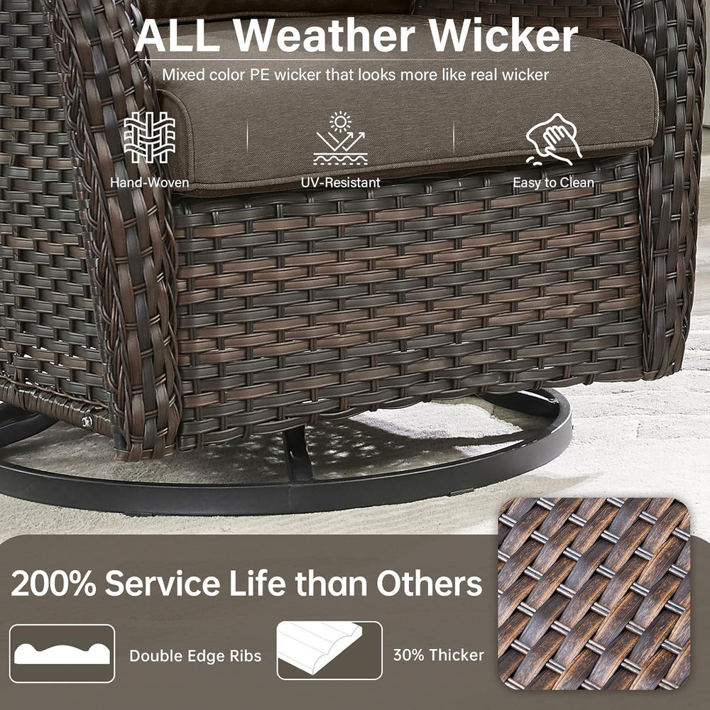 Outdoor Swivel Rocker Patio Chairs with 2 Ottomans - 5" Thick Cushion 4 ...