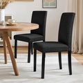 CHUN YI Upholstered Dining Chairs Set of 2, Fabric Dining Room Chairs with Solid Wood Legs, Modern Parson Chairs for Kitchen, Restaurant, Hotel, Black