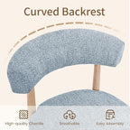 VKNOW Wooden Dining Chairs Set of 4, Modern Upholstered Dining Room Chairs with Rubberwood Legs and Curved Backrest, Fabric Kitchen Chairs for Farmhouse/Living Room/Dining Room, Blue