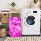 Larpur 2Pack Foldable Popup Laundry Basket, Collapsible Portable Mesh Clothes Washing Laundry Hamper with Reinforced Carry Handles (Pink)