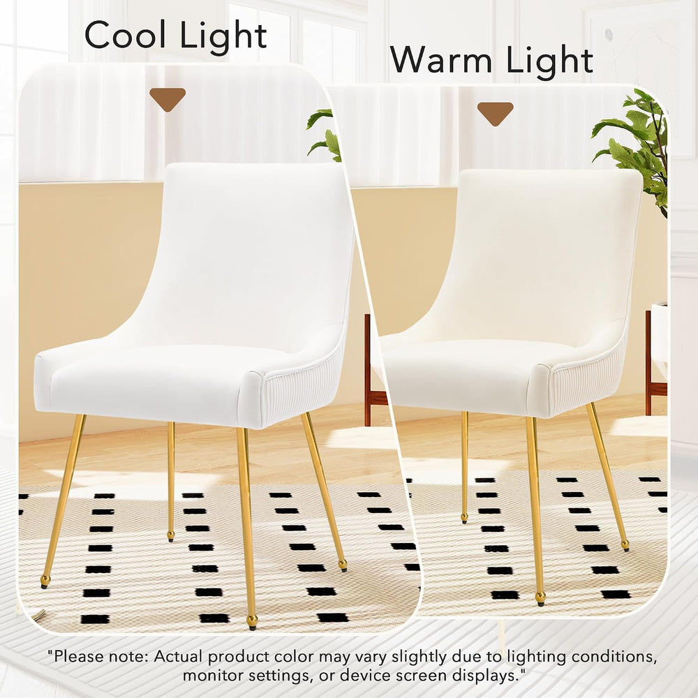 adochr Velvet Dining Chairs Set of 4 with Gold Metal Legs, Beige
