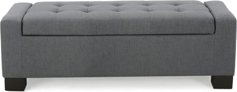 Christopher Knight Home Guernsey Fabric Storage Ottoman, Charcoal 20x50.25x16...