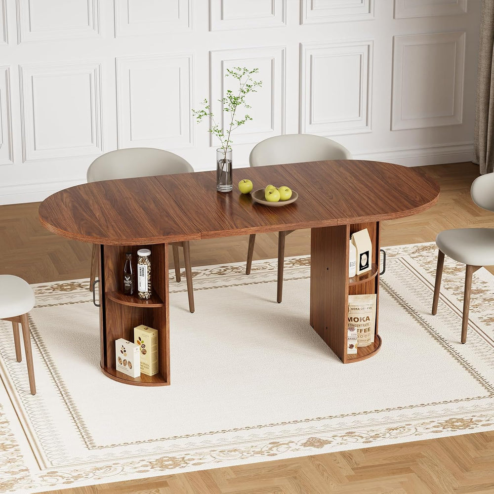 HOMMPA Oval Dining Table with Dual Side Storage 70.8" Modern Kitchen Tab...