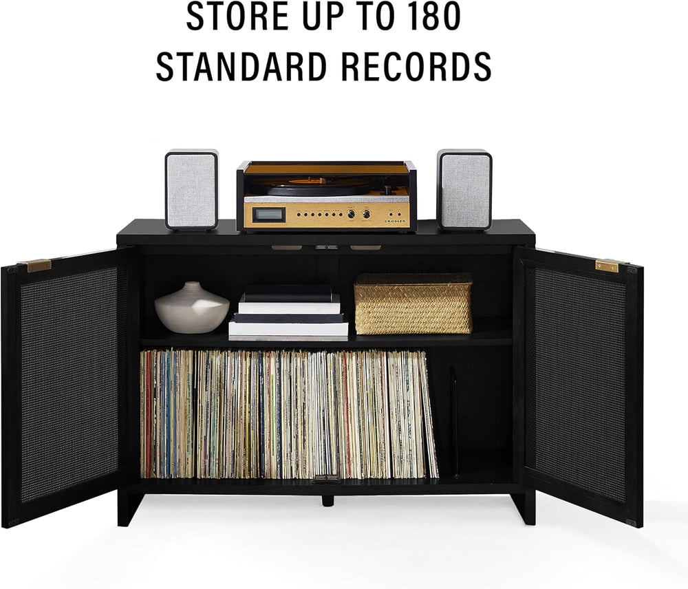 Crosley Furniture Kenji Media Console, Record Player Stand with Vinyl Storage...