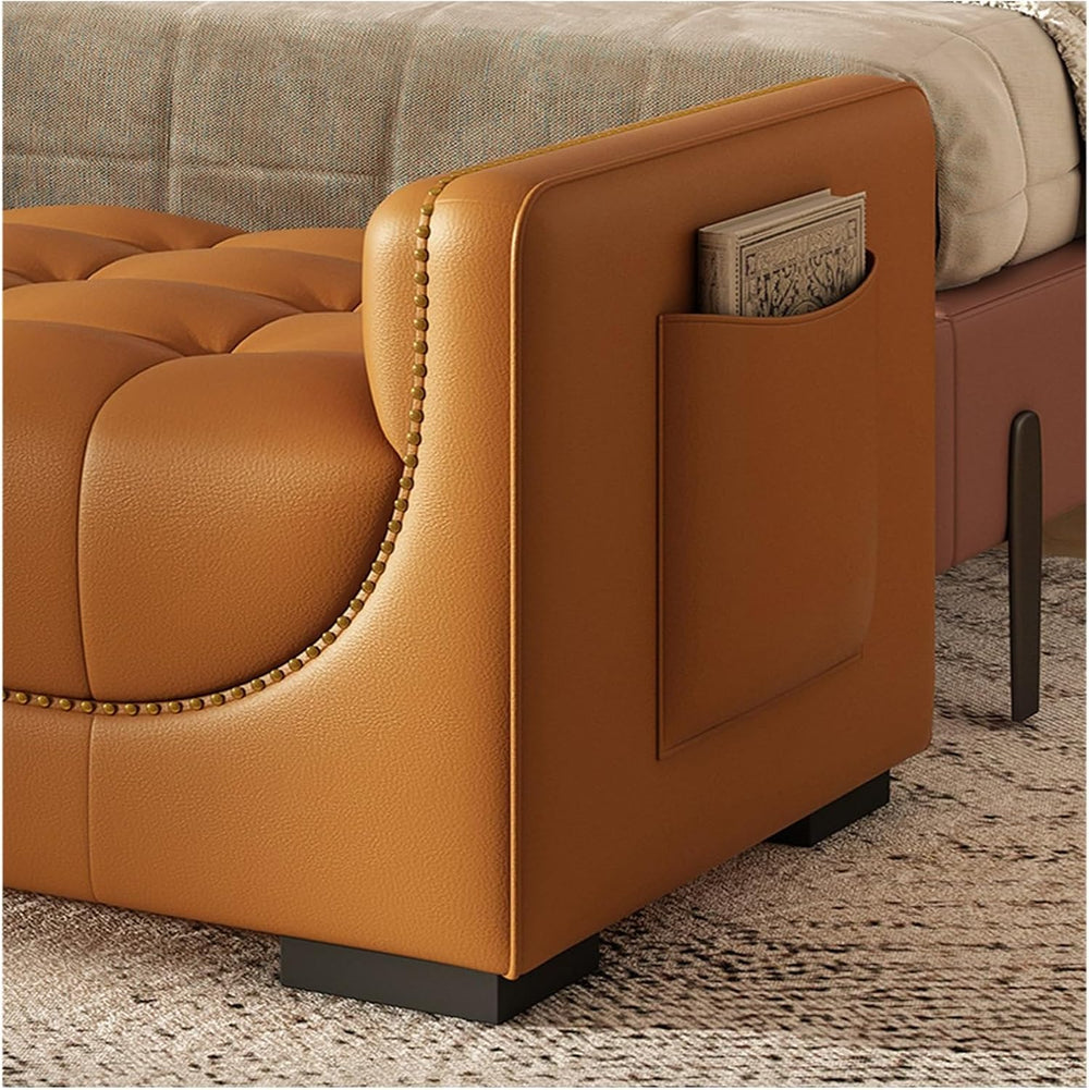 Modern Leather Bedroom Ottoman Bench,Upholstered End of Bed Modern Entryway S...