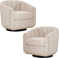 Swivel Barrel Chair Set of 2, 360 Degree Round Swivel Accent Chair for Living Room, Mid Century Modern Upholstered Accent Chair,Comfy Tufted Sofa Armchairs for Bedroom,Nursery,Boucle,Wheat